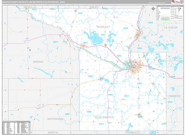 Mankato-North Mankato, MN Metro Area Wall Map